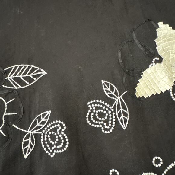 Etcetera Skirt Round Linen Blend Embellished Embroidery Bead Ribbon Lined Size 2 - Picture 7 of 15